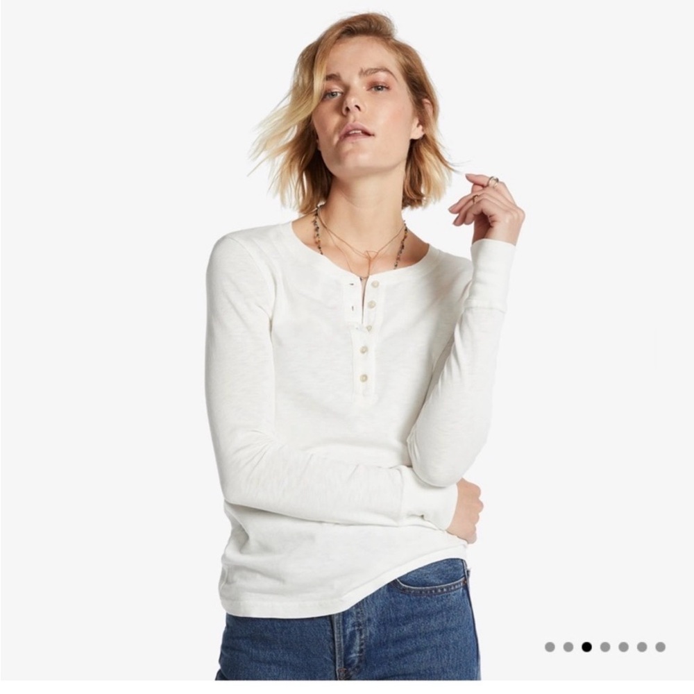 American Giant Premium Slub Henley Long Sleeve Medium Bone.